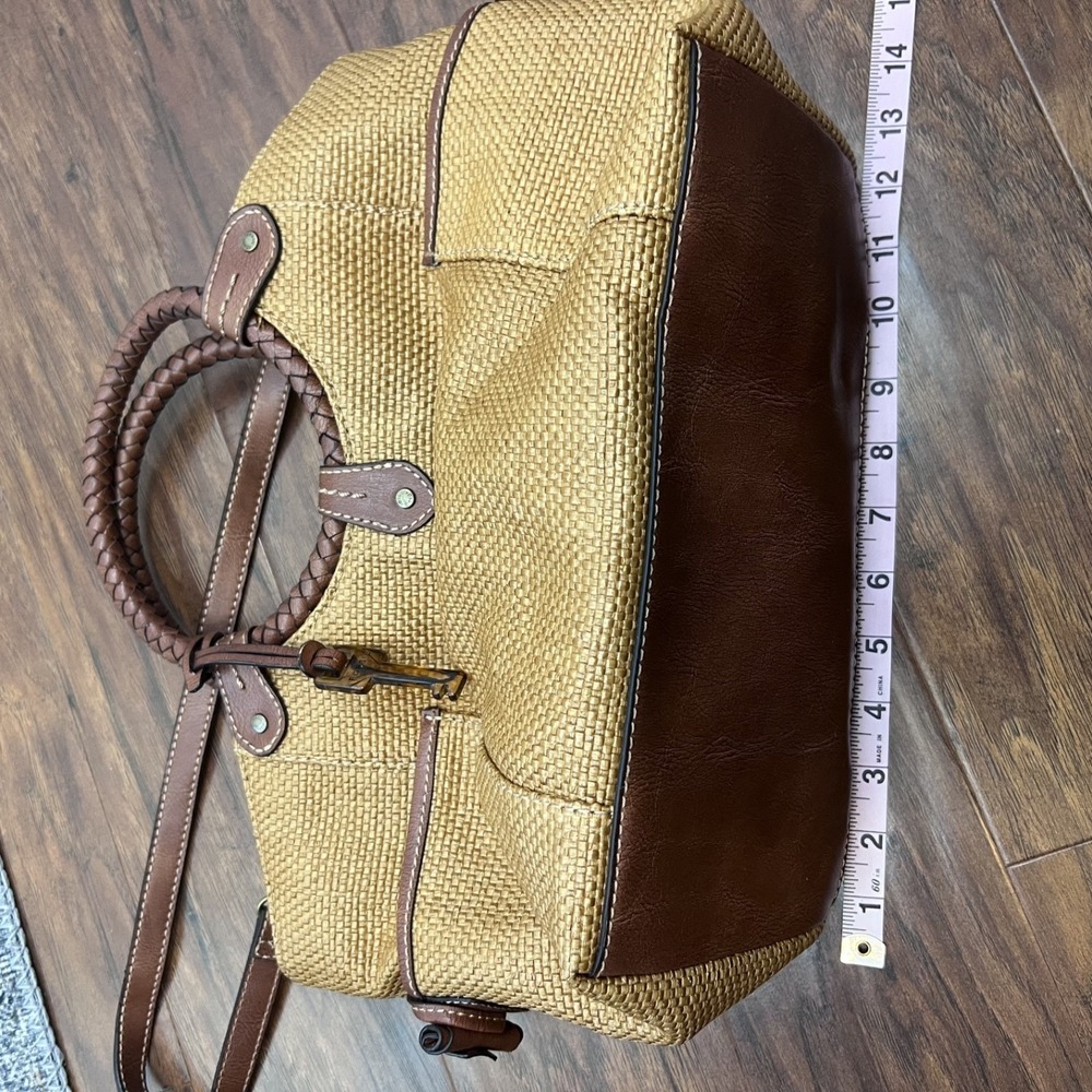 Vintage Y2K Fossil Crossbody Bag Tan‎ Woven Boho Artsy Resort Coastal Travel - Picture 6 of 14